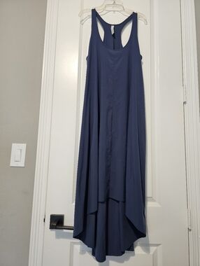 Athleta Presidio Navy Racerback High-Low Maxi Dress